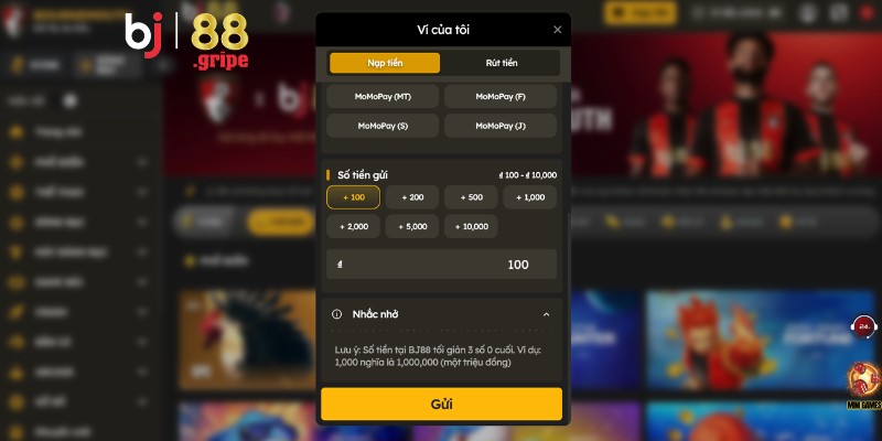 Quy trình nạp tiền vào tài khoản hội viên tại Bj88 